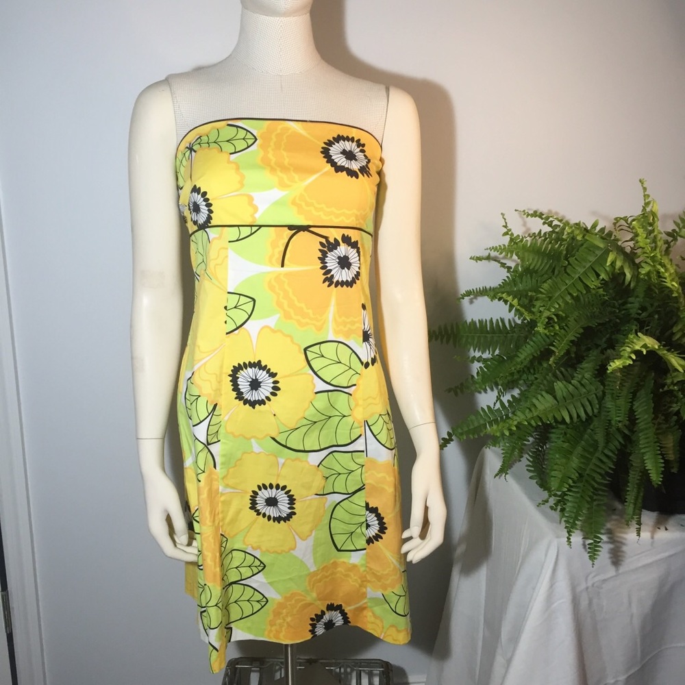 Anthropologie Elevenses Floral Strapless Dress